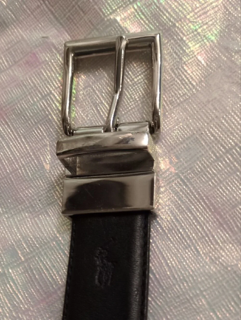 Polo by Ralph Lauren Men’s Brown/Blk Reversible Leather, Silver Buckle Sz 32